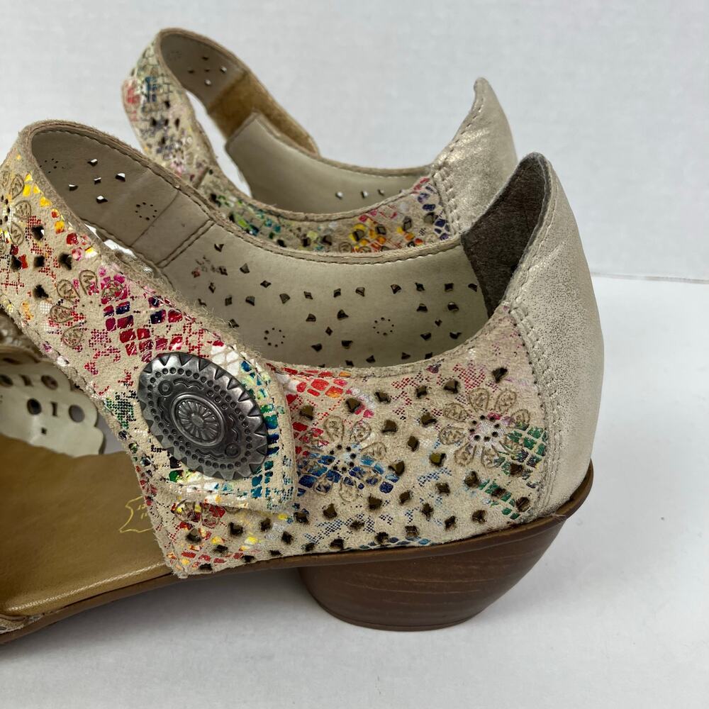 Rieker Sz 40/8.5-9 Miriam Artsy Colorful Laser Cut Soft Leather Mary Jane Shoes - Picture 4 of 16